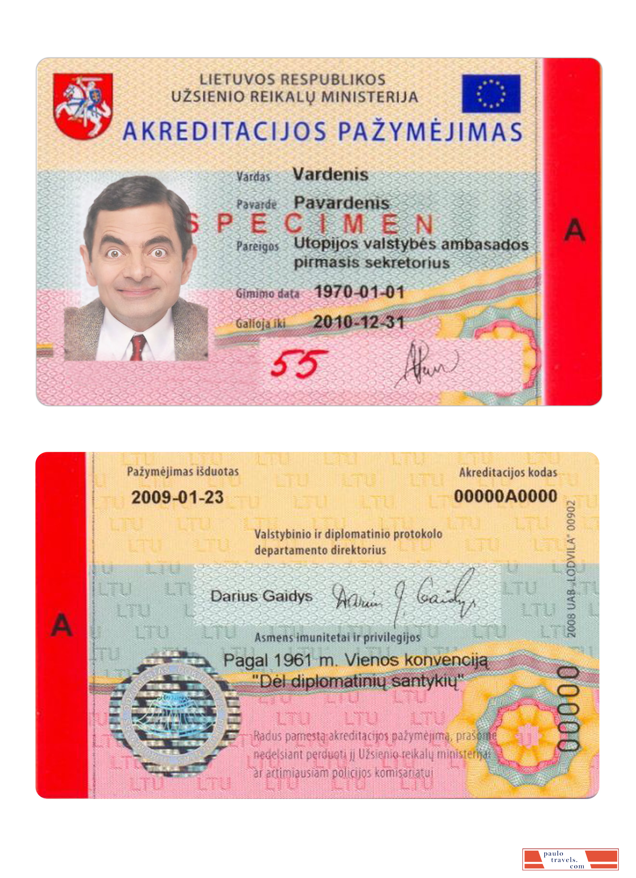 Lithuania accreditation certificate card